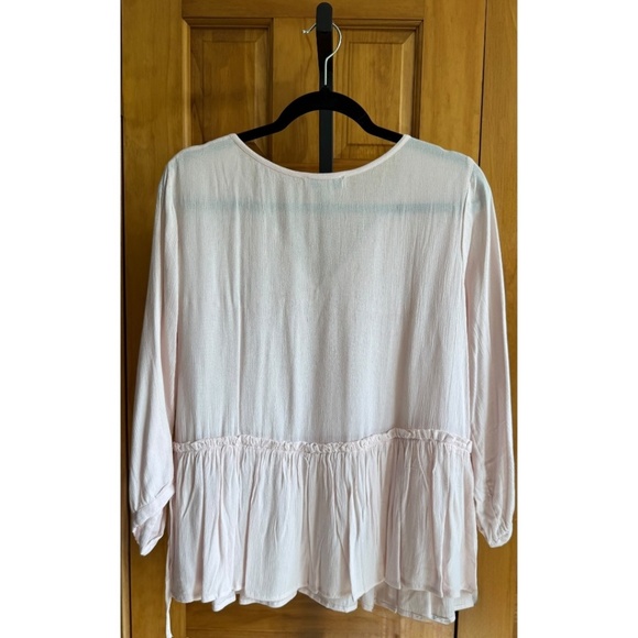 Haute Hippie Tribe Boho Blouse - Light Pink Textured Peasant Top, Size Medium - Picture 6 of 8